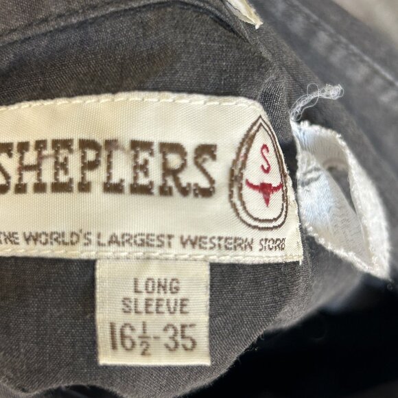 Sheplers Men's Vintage Gray Western Pearl Snap Long Sleeve Shirt Size 16.5 - Picture 7 of 9